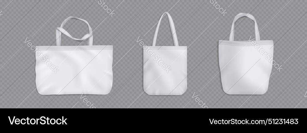 Tote bag of different shape and handle mockup Vector Image