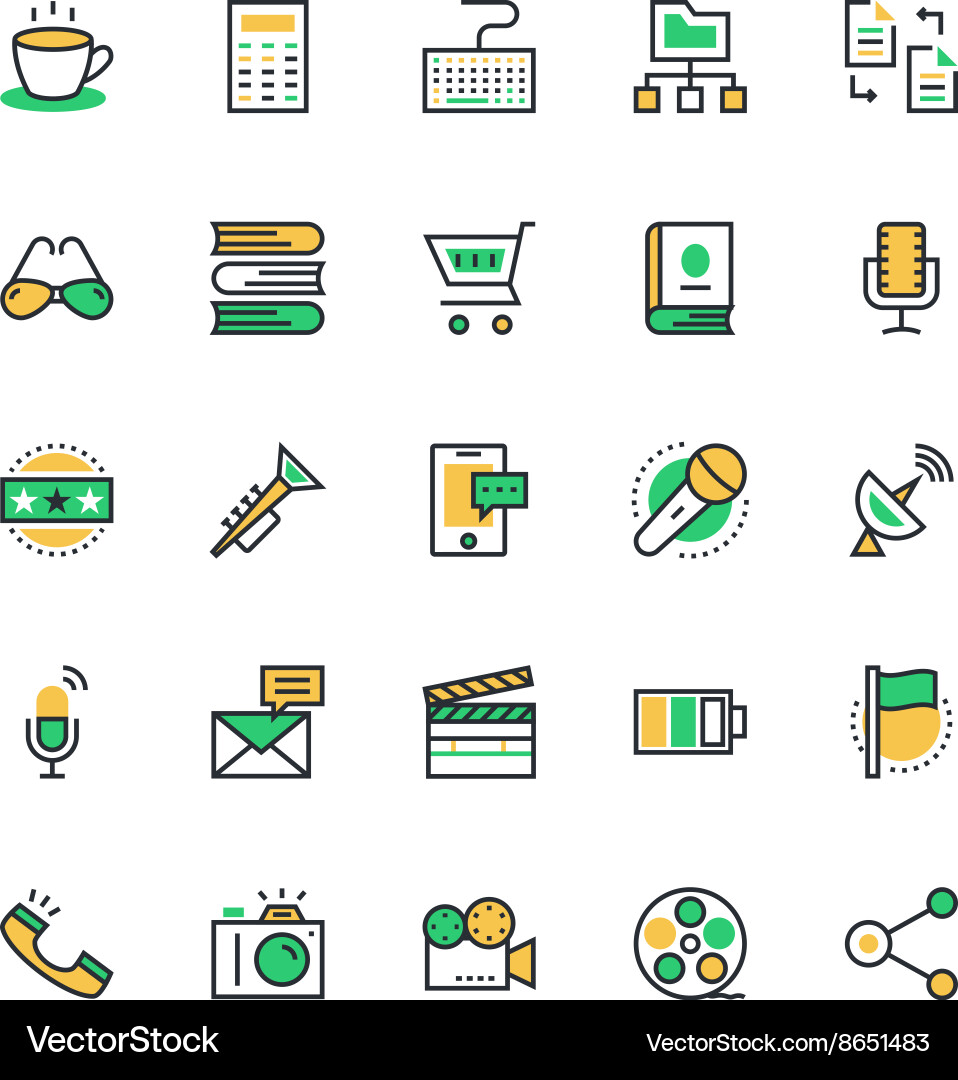 User interface and web colored icons 7 vector image