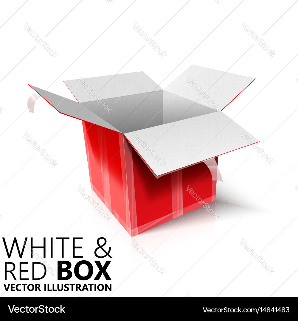 White and red open box 3d design vector image
