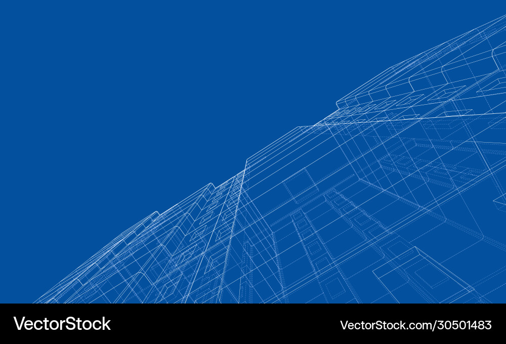 Wire-frame model a multi-storey building Wire-frame model a multi-storey building Vector Image