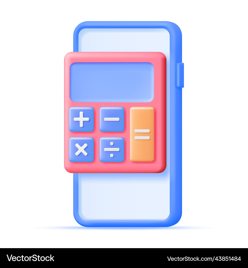3d calculator app on smartphone screen isolated Vector Image