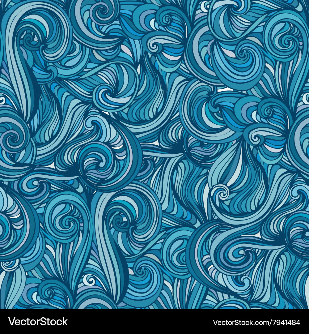 Abstract wave hand-drawn pattern seamless texture Vector Image