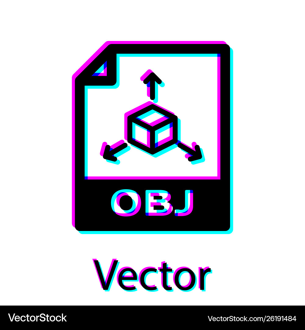 Black obj file document icon download button Vector Image