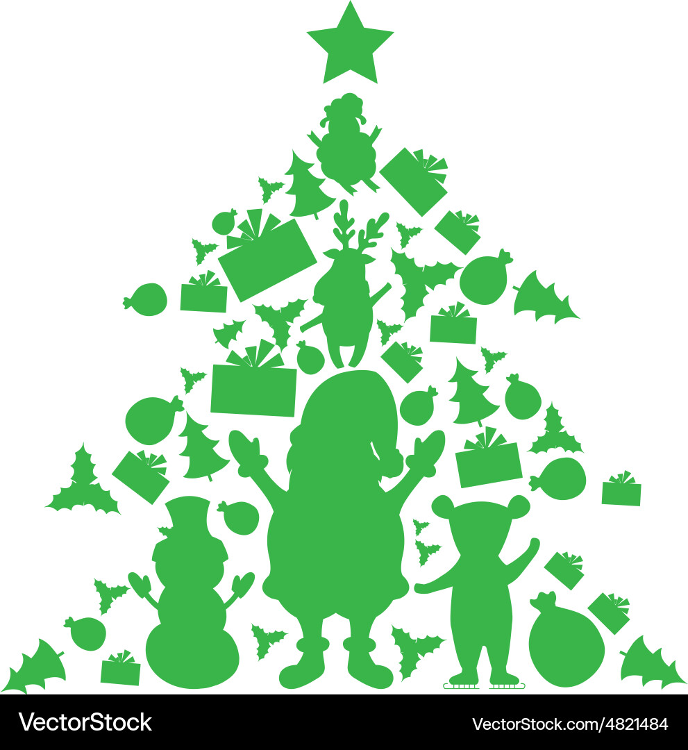 Christmas tree in objects Vector Image