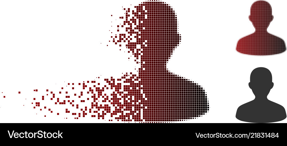 Dissolving pixelated halftone user icon Dissolving pixelated halftone user icon Vector Image