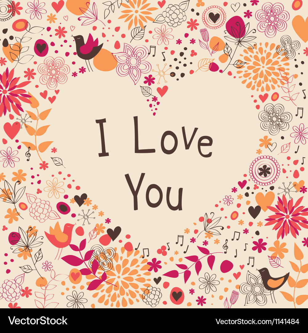 Floral Heart Card Vector Image