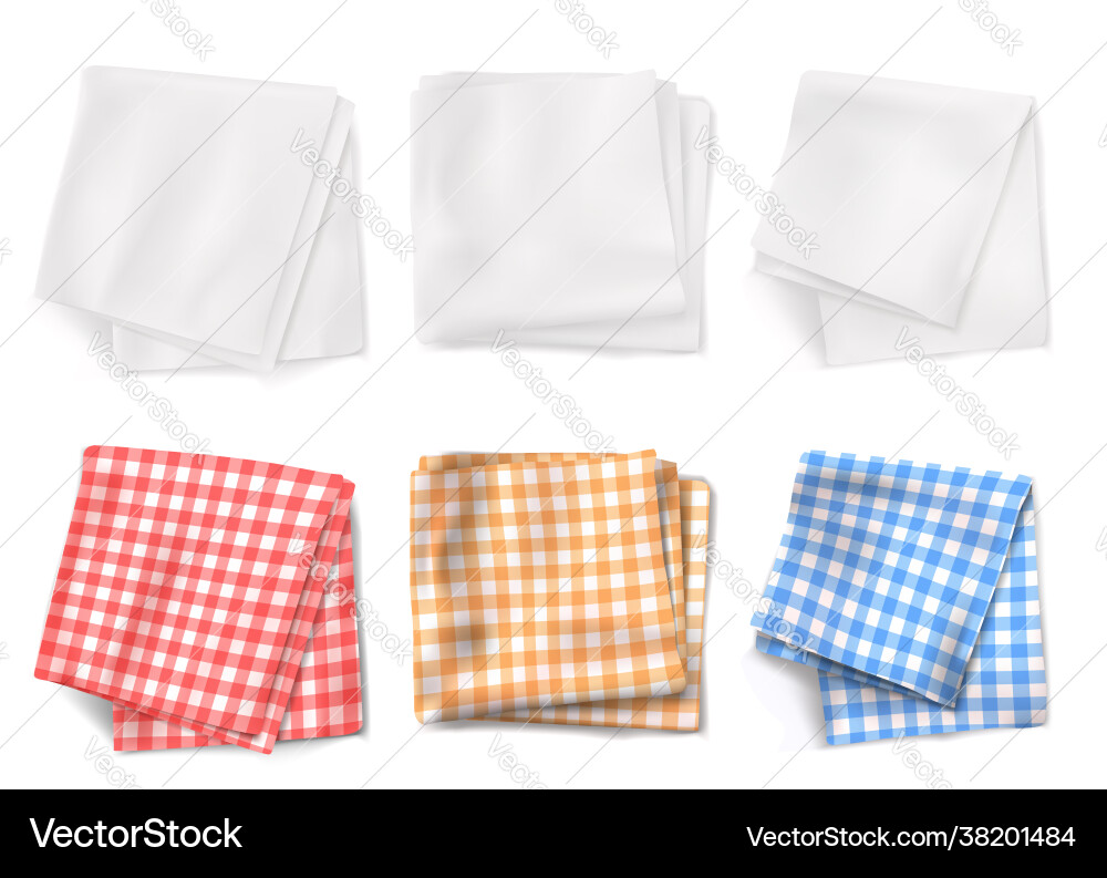 Gingham tablecloths and white kitchen towels Gingham tablecloths and white kitchen towels vector image