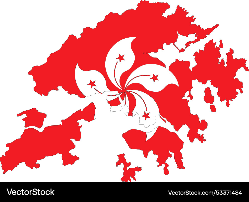 Hong kong map with flag country Hong kong map with flag country vector image