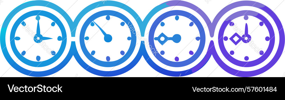 Interconnected time abstract clocks with gradient vector image