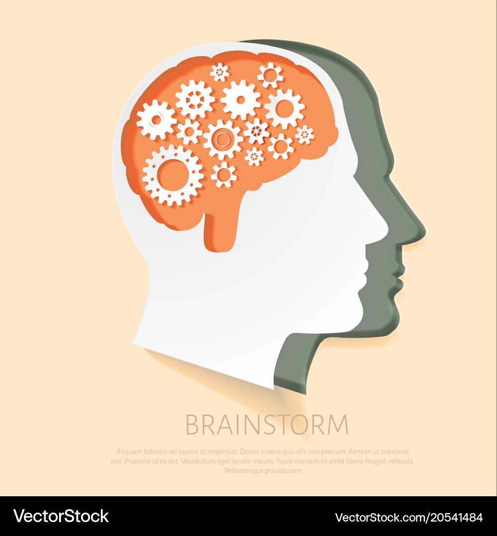 Man head with gears as a symbol work of brain Vector Image