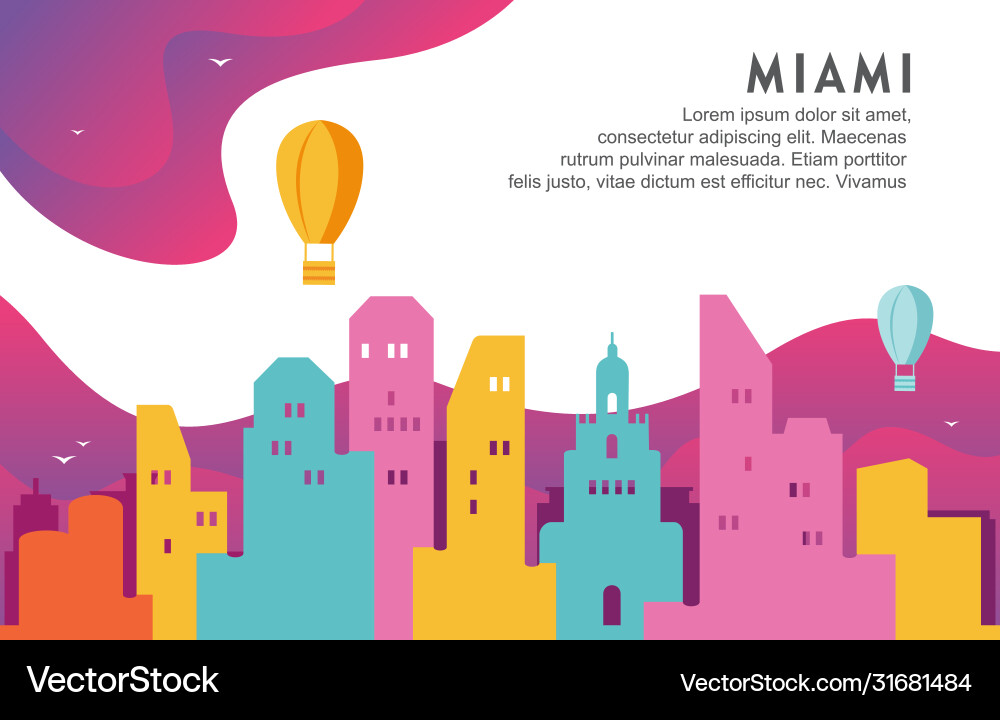 Miami florida city building cityscape skyline Miami florida city building cityscape skyline vector image
