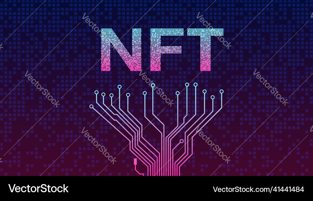 Pcb tracks on bottom and crumbled text ntf non Pcb tracks on bottom and crumbled text ntf non vector image