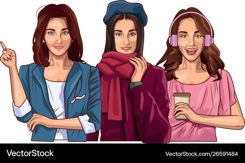 Pop Art Mode und schöne Frauen Cartoon Pop Art Mode und schöne Frauen Cartoon vektorbild