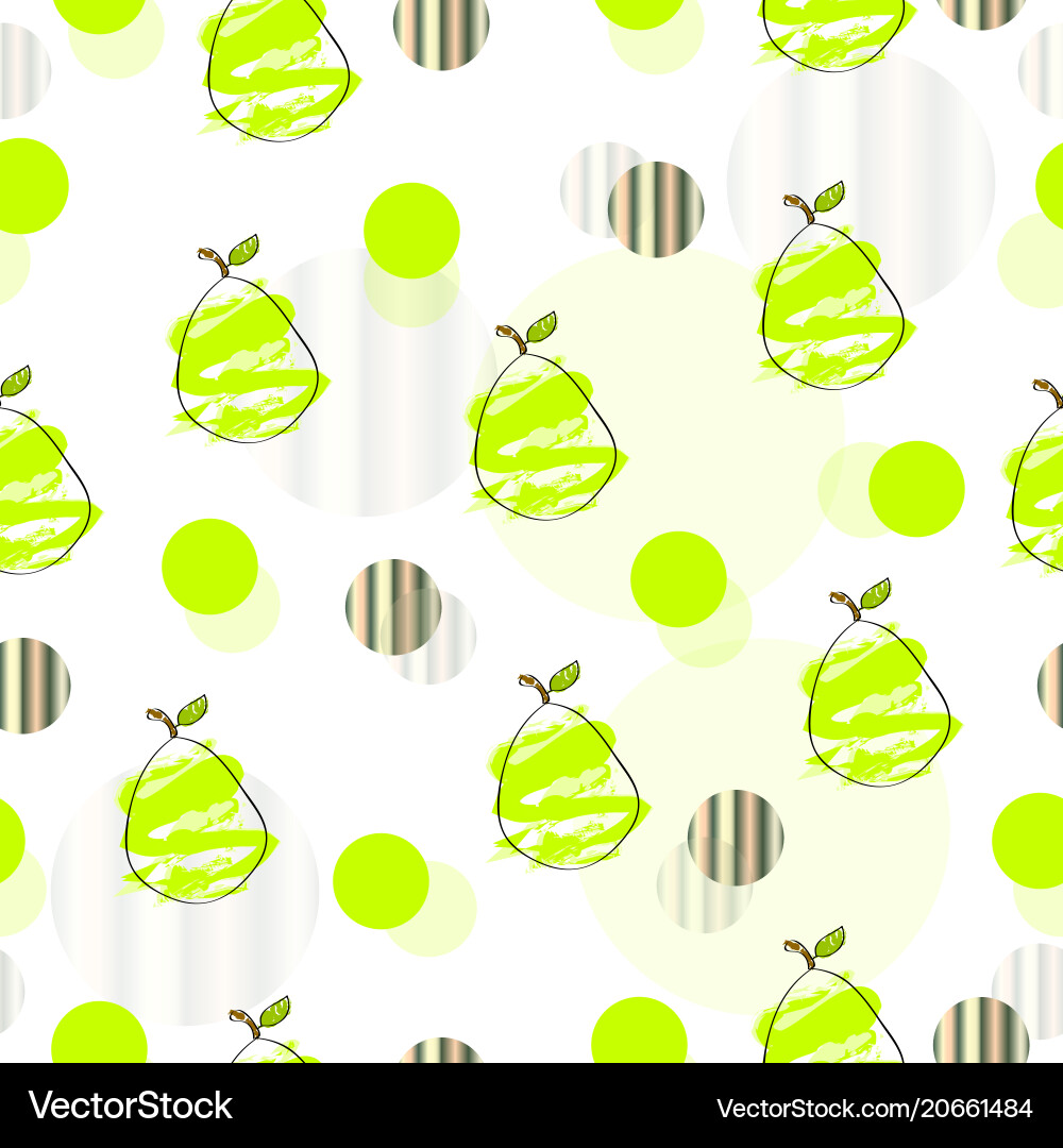 Seamless pattern with pears and abstract circles vector image