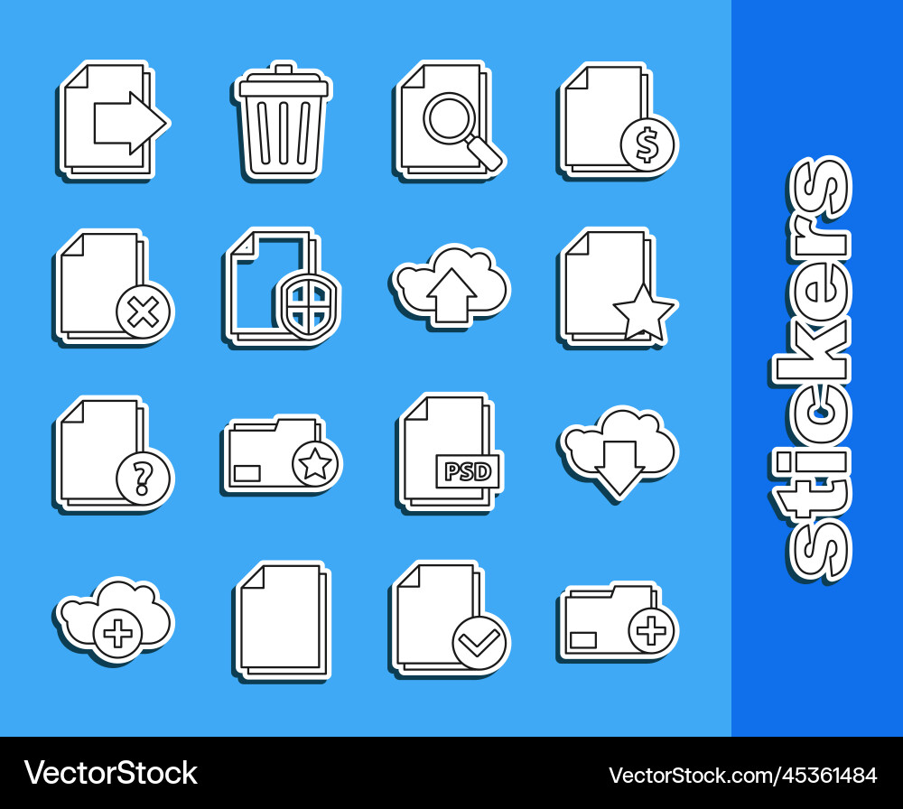 Set line add new folder cloud download document Set line add new folder cloud download document Vector Image