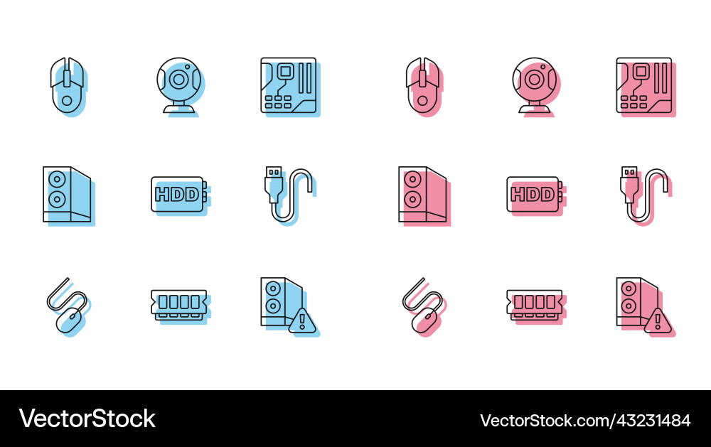 Set line computer mouse ram random access memory Set line computer mouse ram random access memory vector image