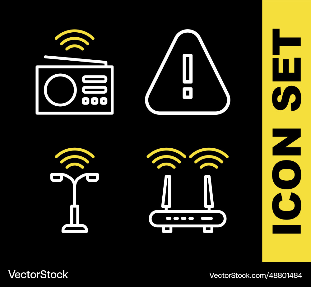 Set line exclamation mark in triangle router Set line exclamation mark in triangle router vector image