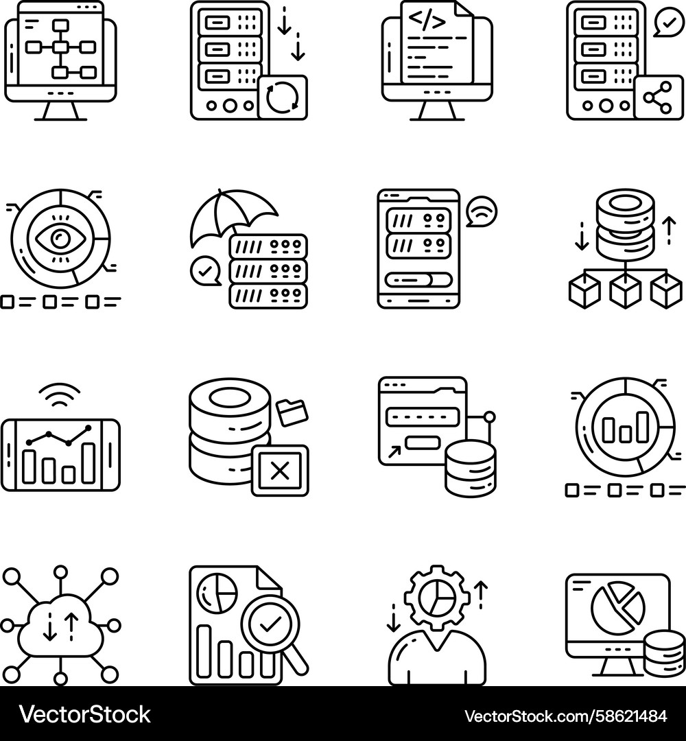 Set of data linear icons Vector Image