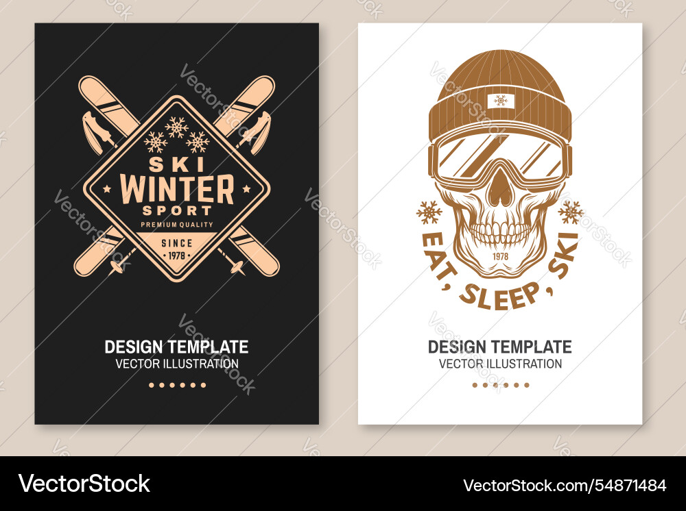 Set of ski winter sport flyer poster banner Set of ski winter sport flyer poster banner vector image
