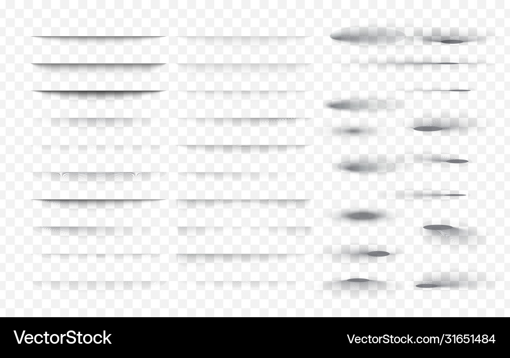 Set transparent shadow with soft edges Set transparent shadow with soft edges vector image