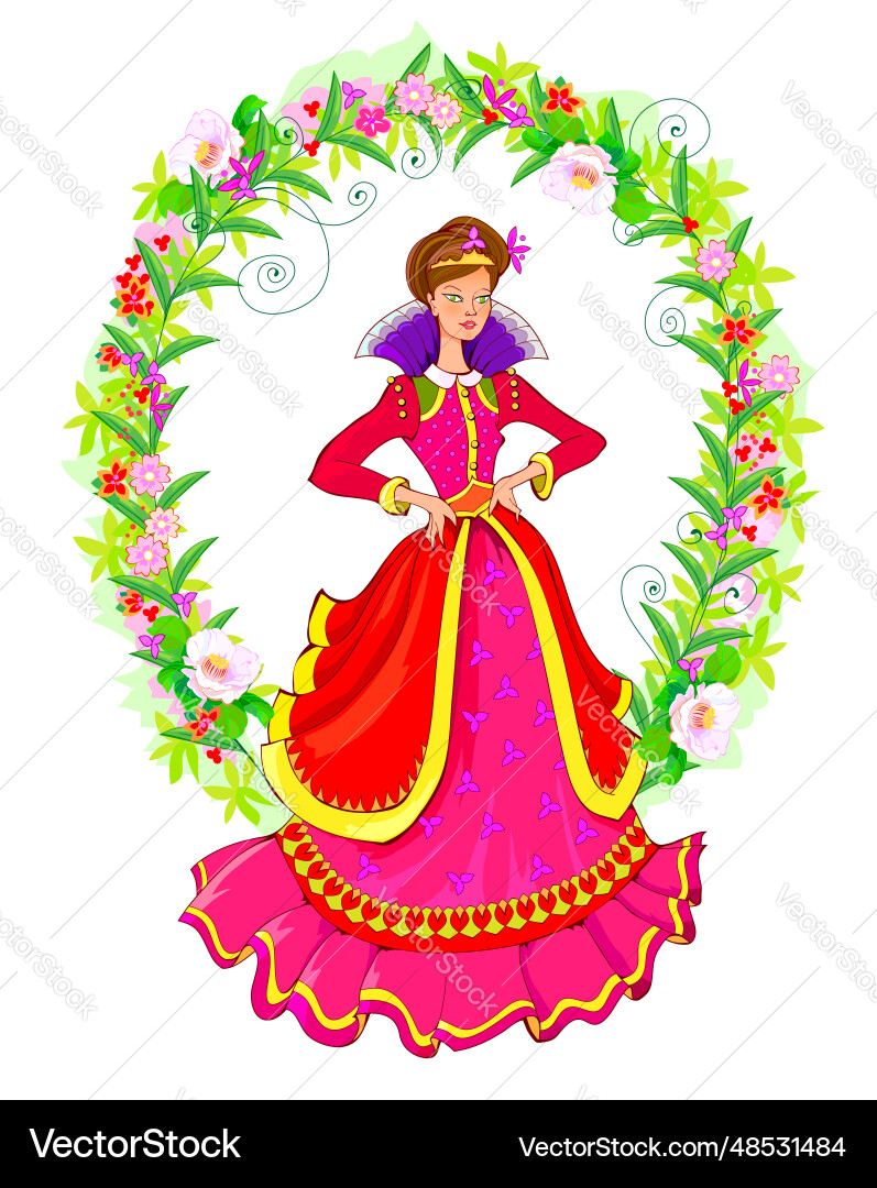 Sommer Blume Prinzessin in modischen mittelalterlichen Sommer Blume Prinzessin in modischen mittelalterlichen vektorbild