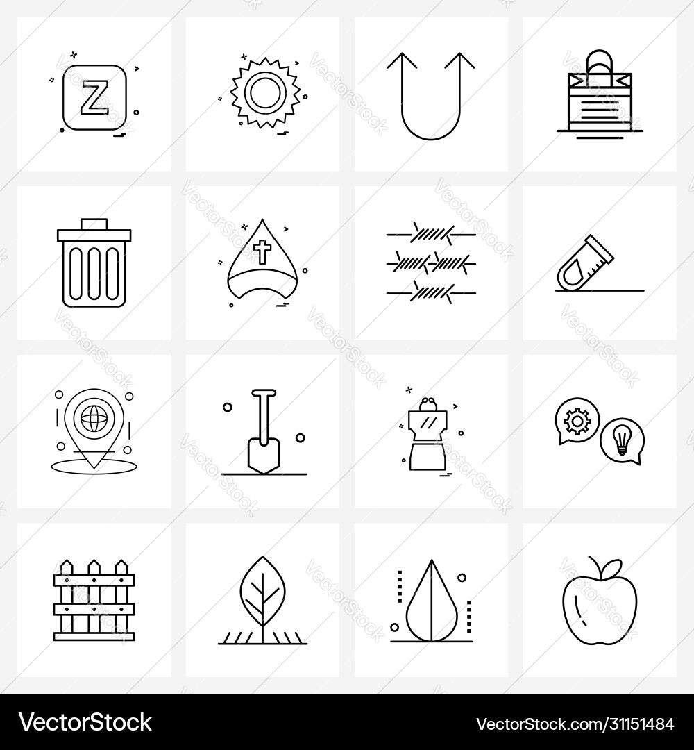 Ui set 16 basic line icons delete cosmetic vector image