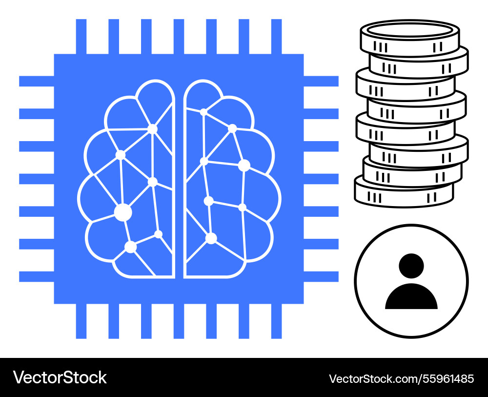 Artificial intelligence brain microchip stack Artificial intelligence brain microchip stack vector image