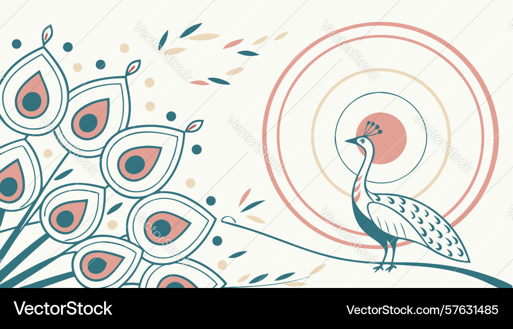 Artistic peacock feather abstract pattern design vector image