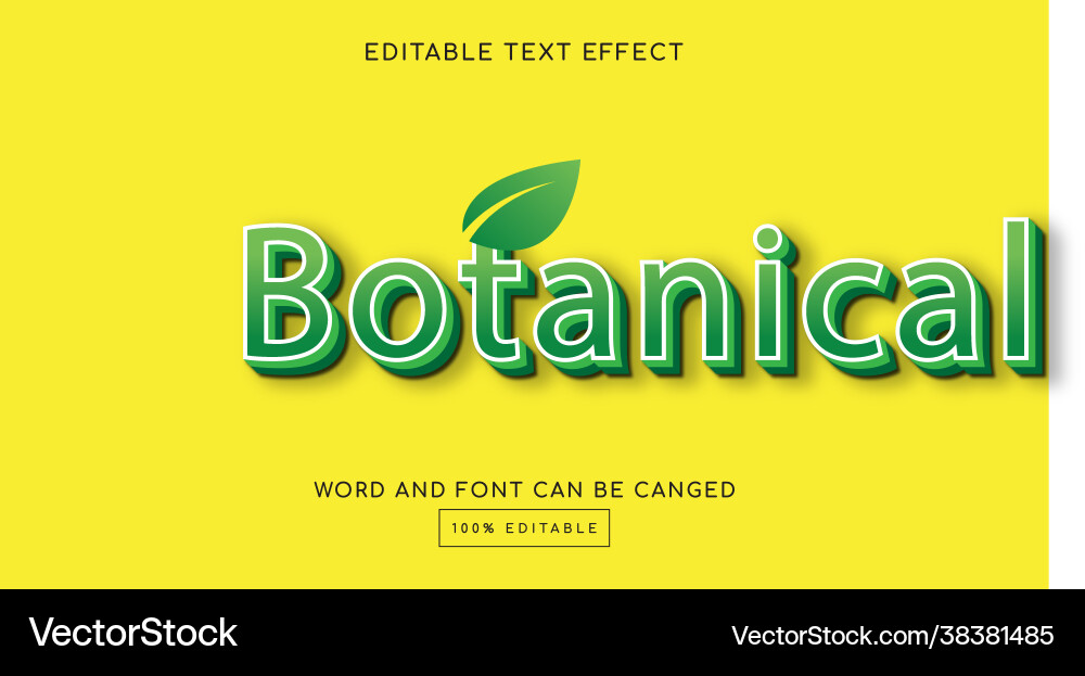 Botanical 3d editable text effect template Botanical 3d editable text effect template vector image