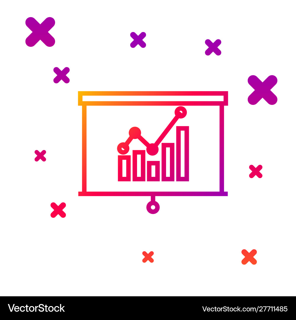 Color line board with graph chart icon isolated Color line board with graph chart icon isolated vector image