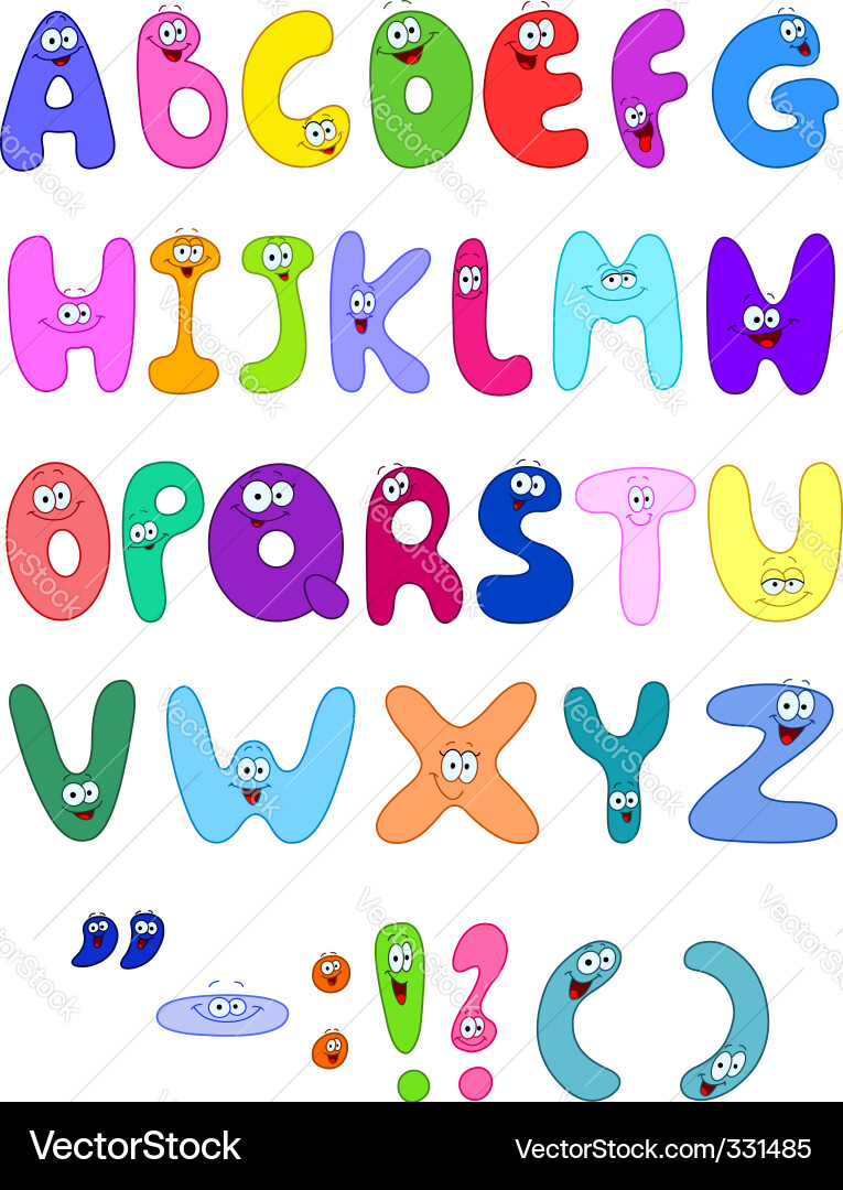 Colorful Cartoon Alphabet Letters vector image
