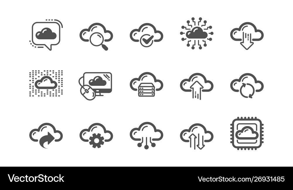 Computer cloud icons hosting computing data Vector Image