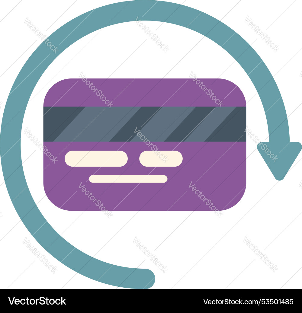 Credit card with clockwise rotating arrow Credit card with clockwise rotating arrow vector image