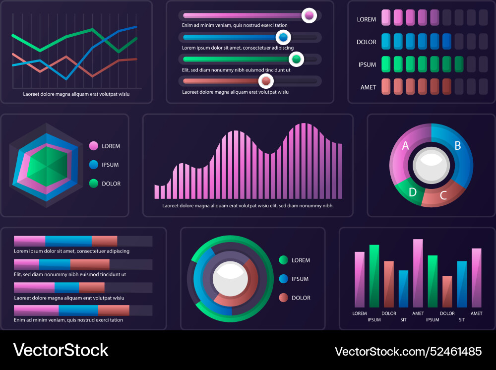 Dashboard infographic element set vector image