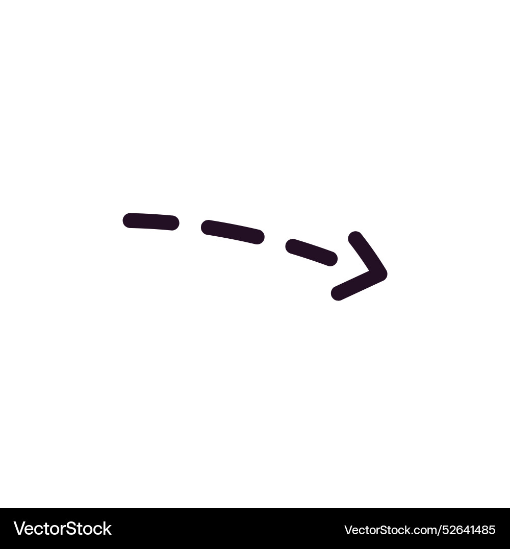 Dashed arrow in doodle style pointing direction Dashed arrow in doodle style pointing direction vector image