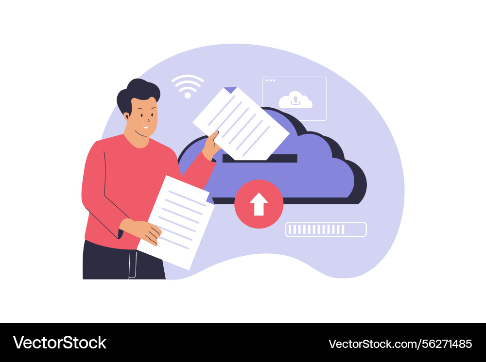 Flat of document upload to cloud storage Flat of document upload to cloud storage vector image