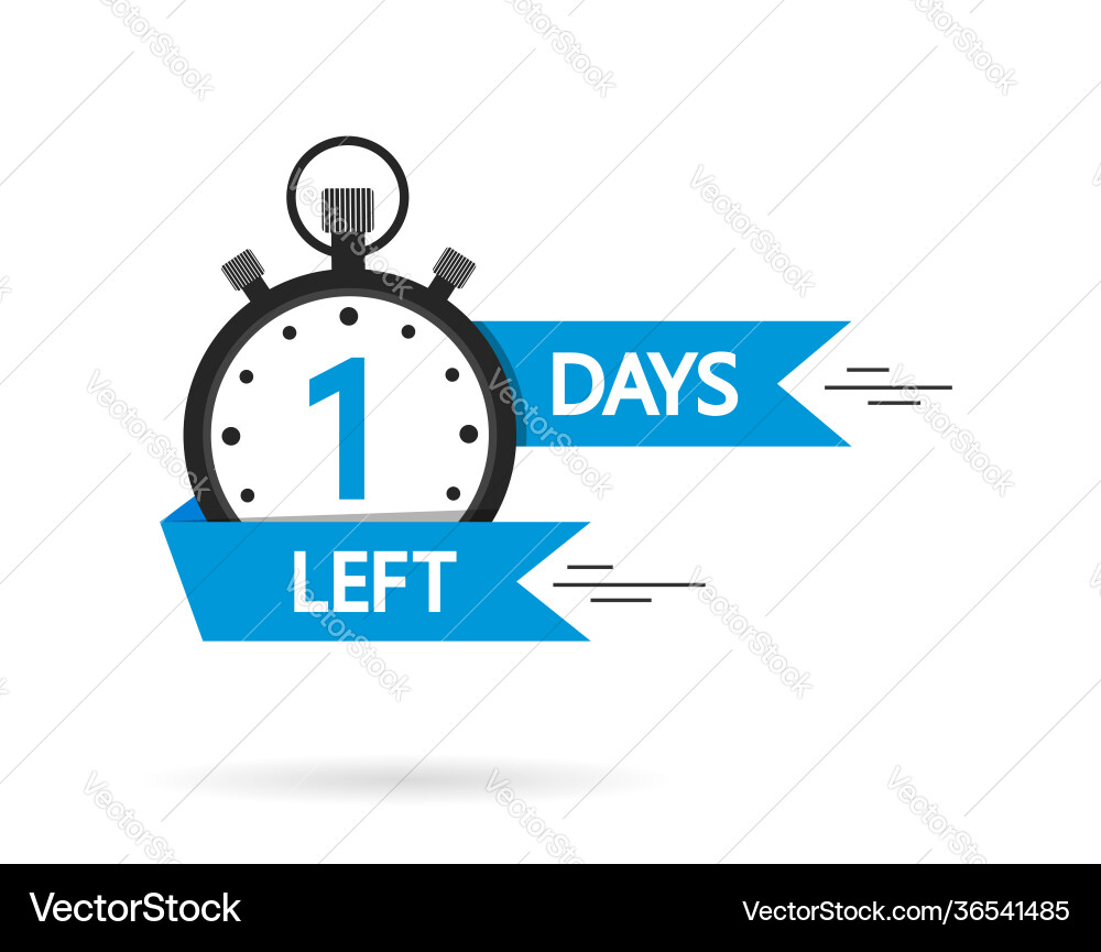 Left 1 Day Countdown Timer vector image