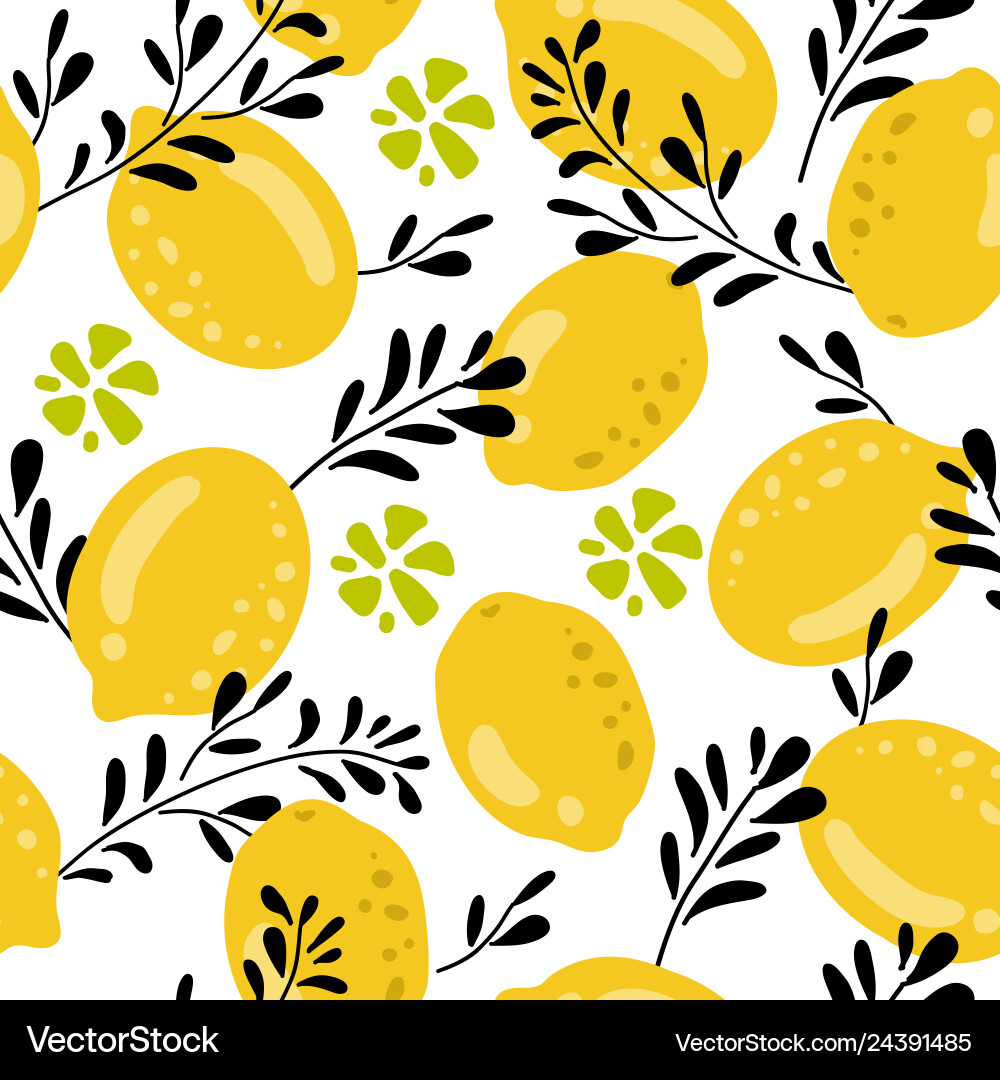 Lemon Pattern Seamless Background vector image