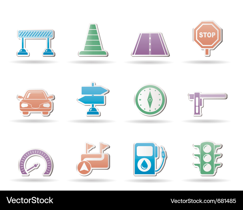 Navigation and traffic icons Vector Image