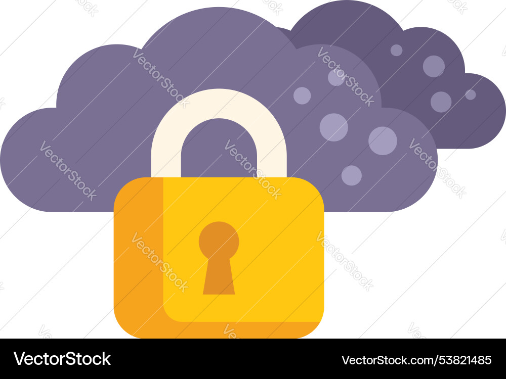 Padlock protecting cloud computing data storage Padlock protecting cloud computing data storage vector image