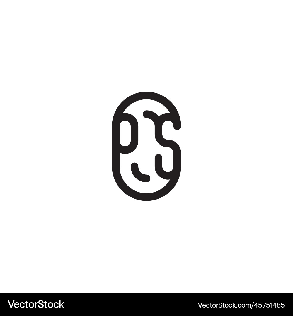 Ps line simple round initial concept with high Vector Image