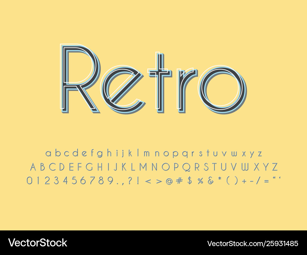 Retro font and alphabet stock vector image