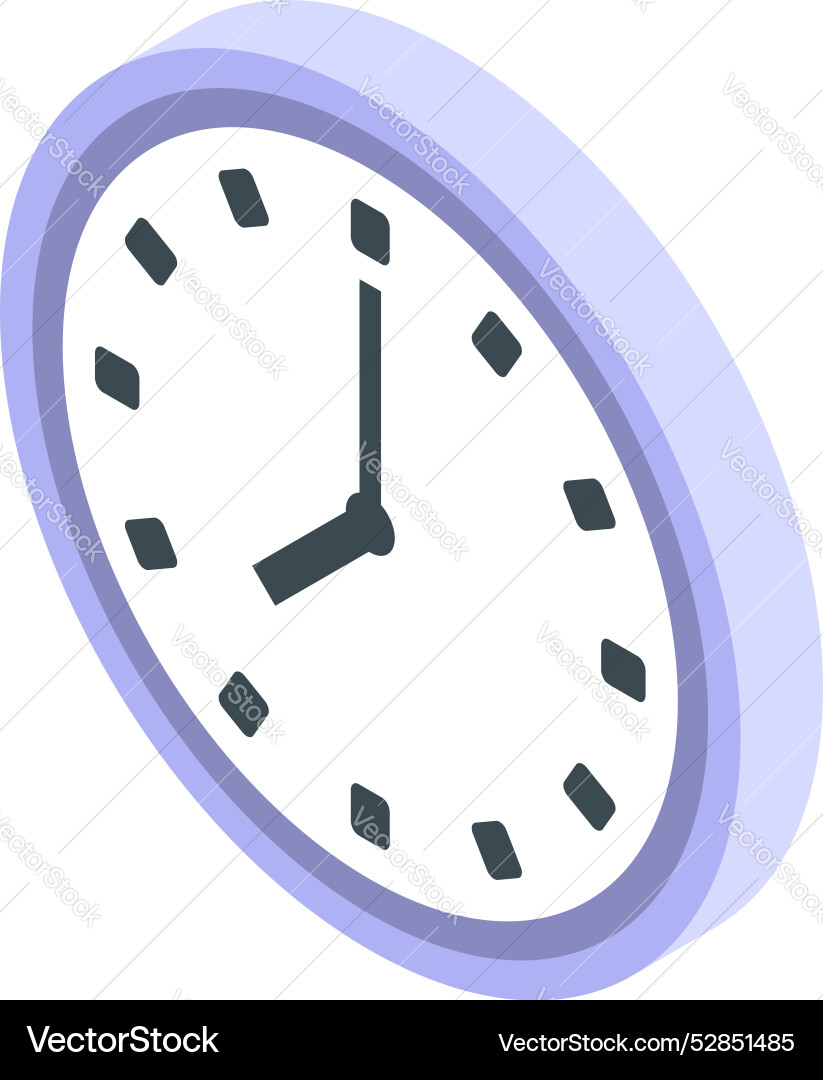 Round clock face showing time passing isometric Round clock face showing time passing isometric vector image