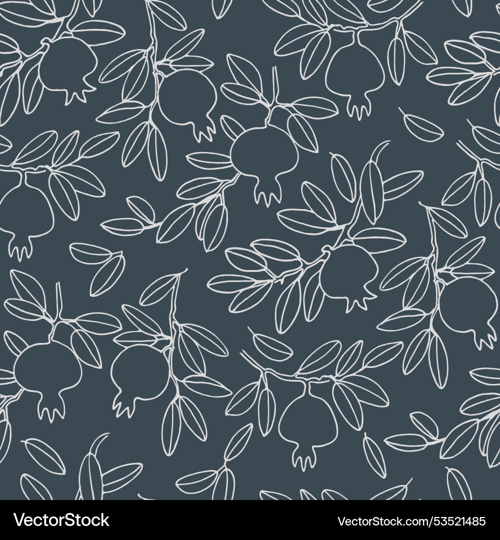 Seamless pattern pomegranate tree branches Seamless pattern pomegranate tree branches vector image