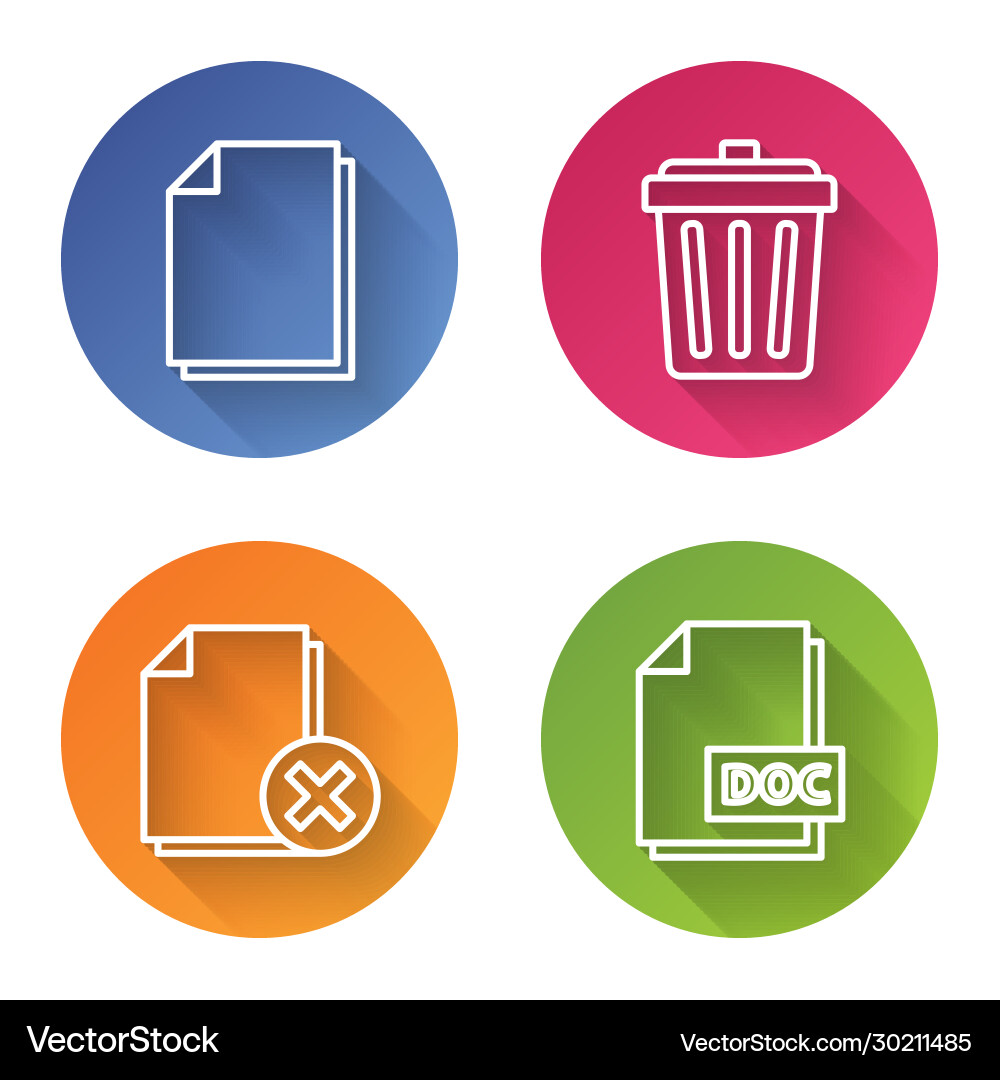 Set line document trash can delete file Set line document trash can delete file vector image