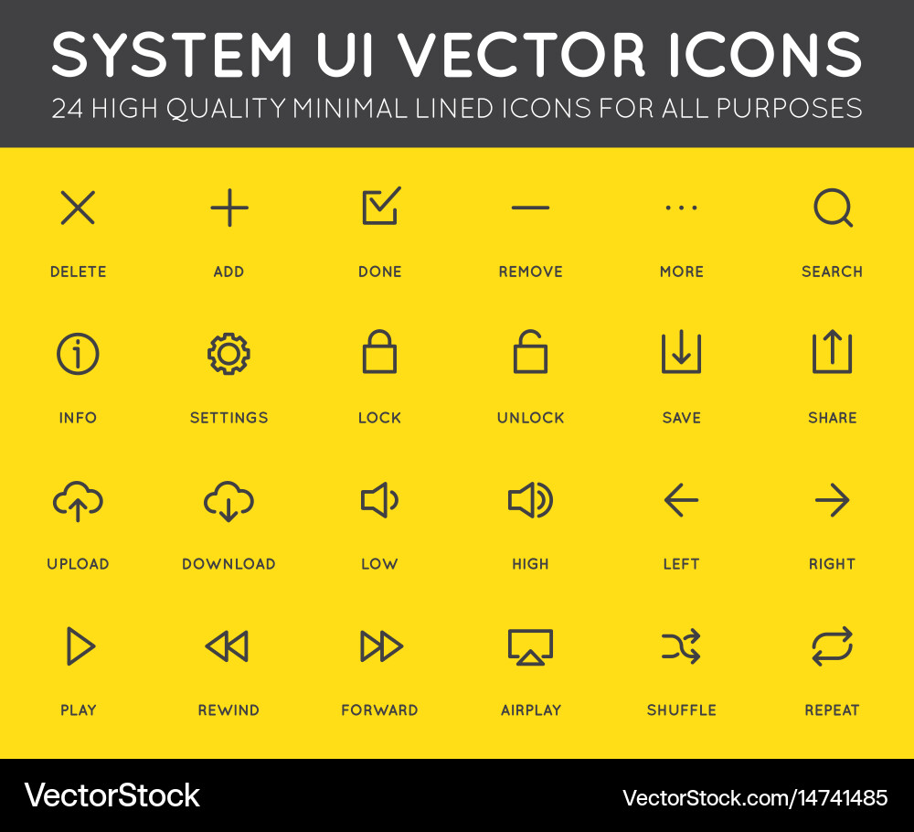System user interface ui icon set high quality Vector Image