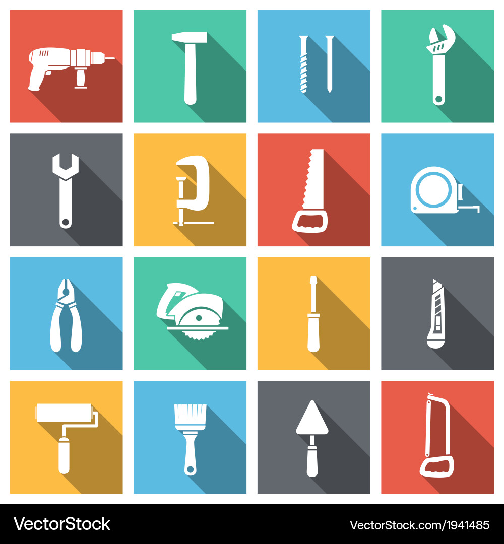 Tool Icons Set - Flat Design vector image