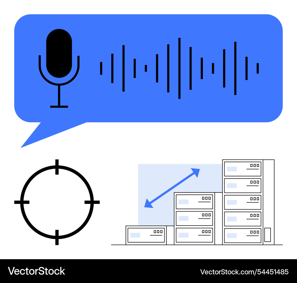 Voice command technology with data analysis Voice command technology with data analysis vector image