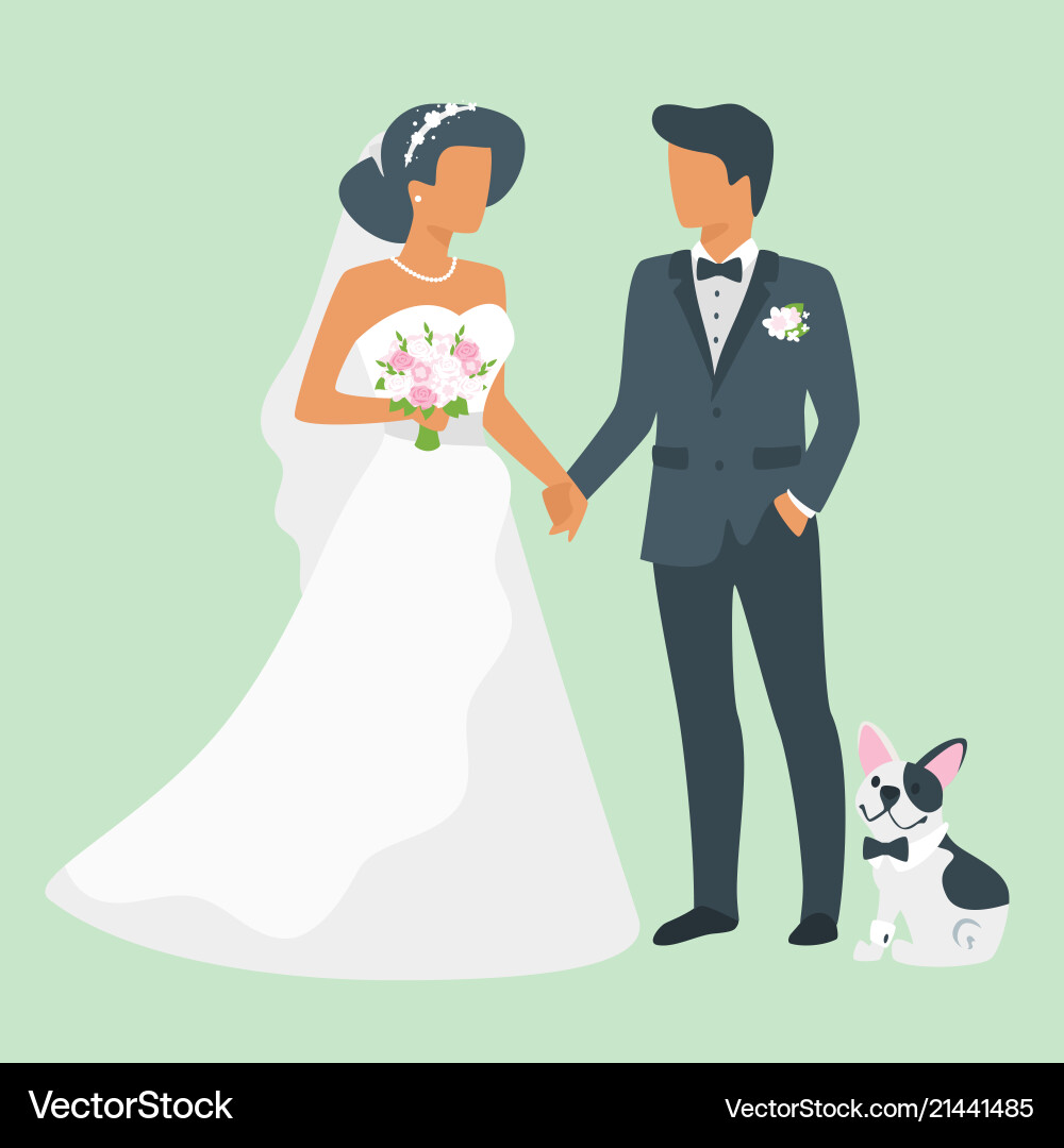 Wedding day with dog Wedding day with dog vector image