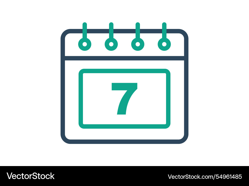 Week icon line style calendar with 7 day Week icon line style calendar with 7 day vector image